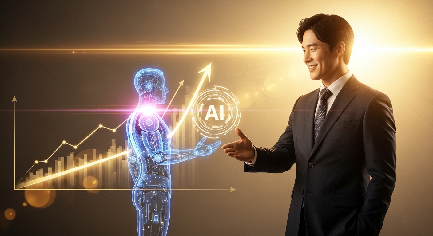 AI 기술을 마스터하여 커리어 성장을 이뤄낸 비즈니스 전문가의 성공적인 모습