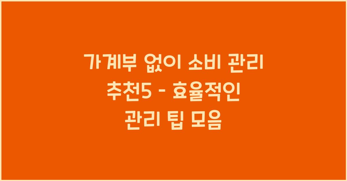 가계부 없이 소비 관리 추천5