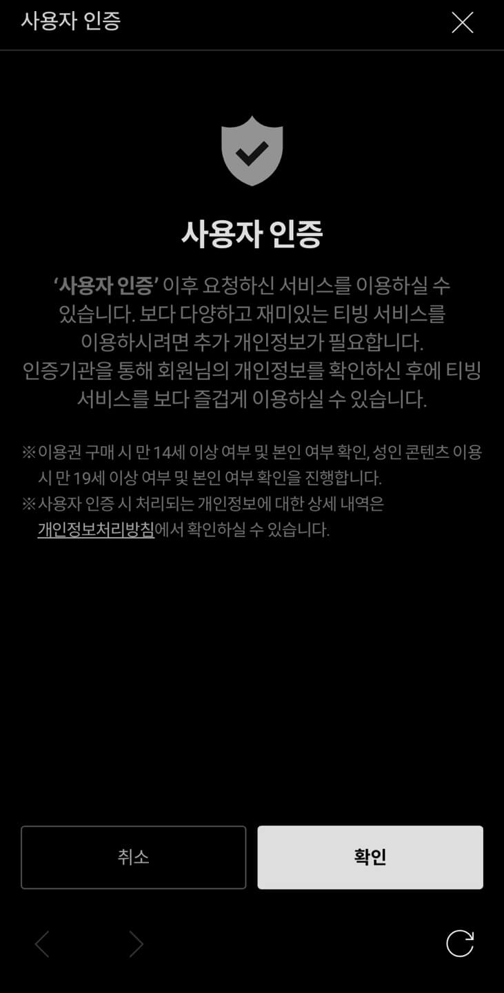 티빙 성인인증