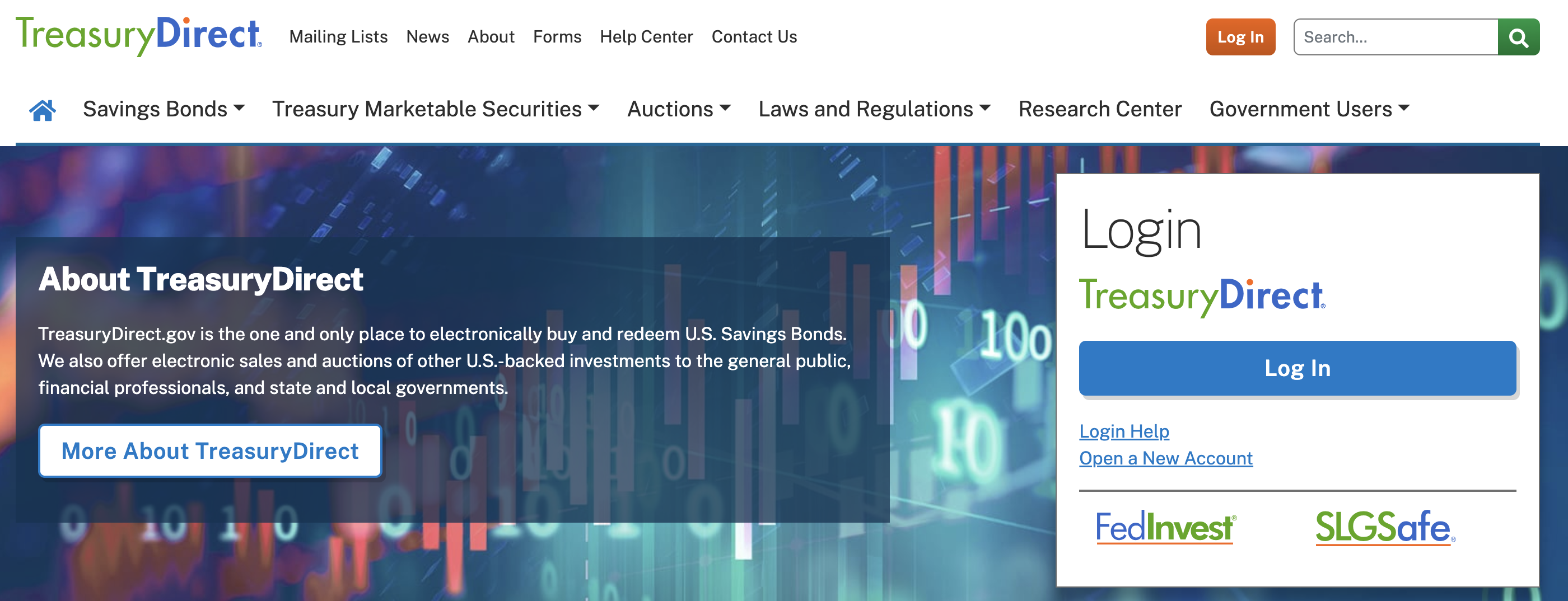 TreasuryDirect 홈페이지