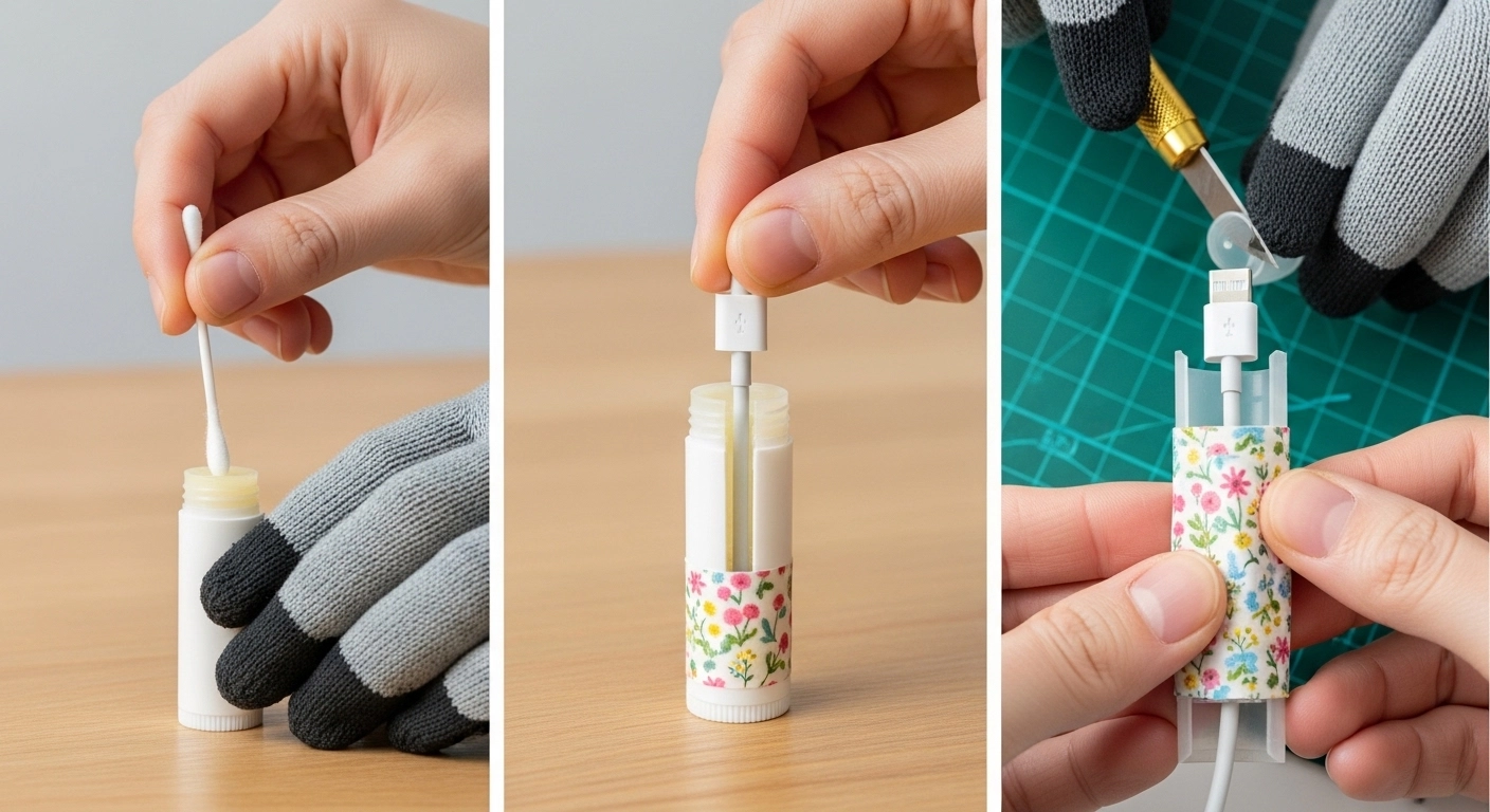 다 쓴 립밤(딱풀) 통 재활용 스마트폰 충전 케이블 단선 방지 보호캡 만들기