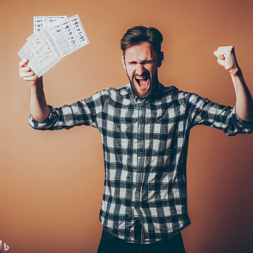 로또 당첨에 희열하는 남성