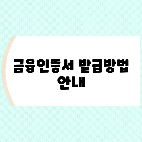 금융인증서 발급방법 안내