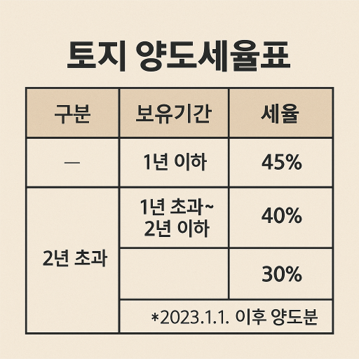 토지 양도세율표