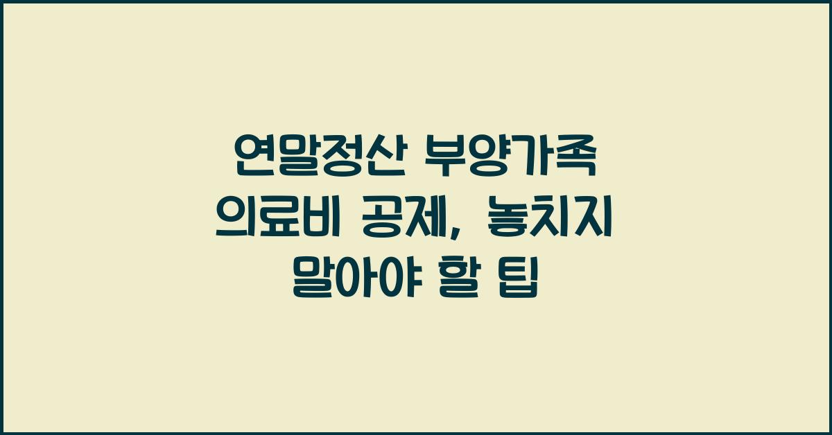 연말정산 부양가족 의료비 공제