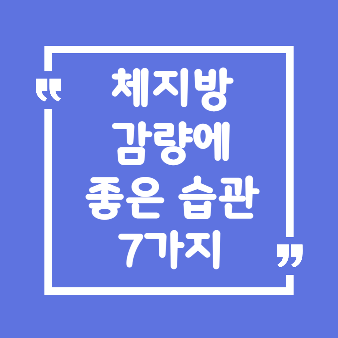 체지방 감량에 좋은 습관 7가지