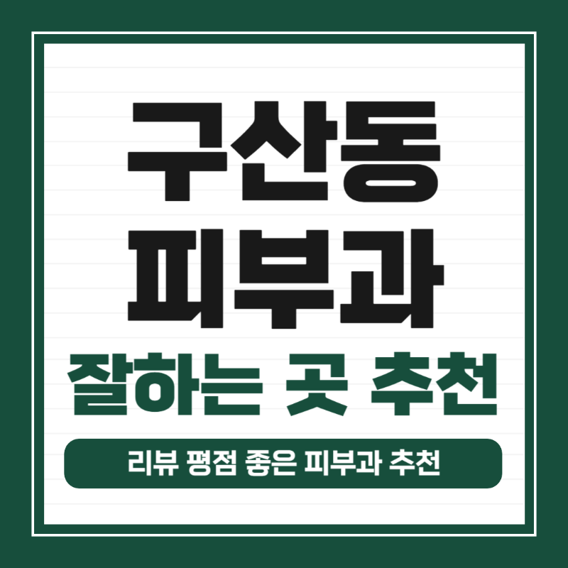 고양시 일산 구산동 피부과 유명한 곳 모공 레이저 잘하는 곳 추천 TOP 5