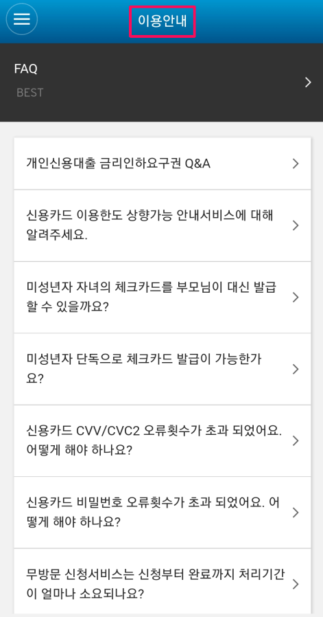 씨티은행-씨티카드-자주묻는질문