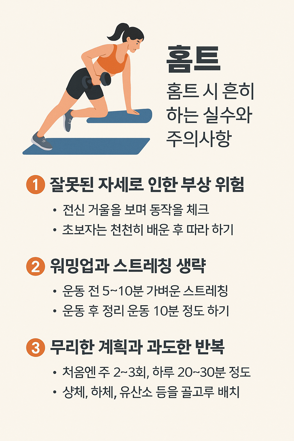 홈트: 홈트시 흔히하는 실수와 주의사항