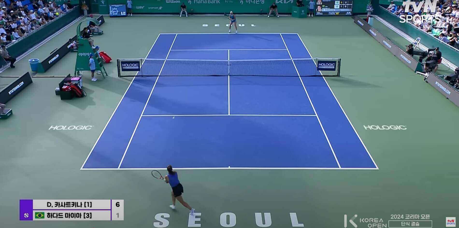 아시아 테니스 대회를 상징적으로 표현하는 2024년 코리아오픈 결승전 사진