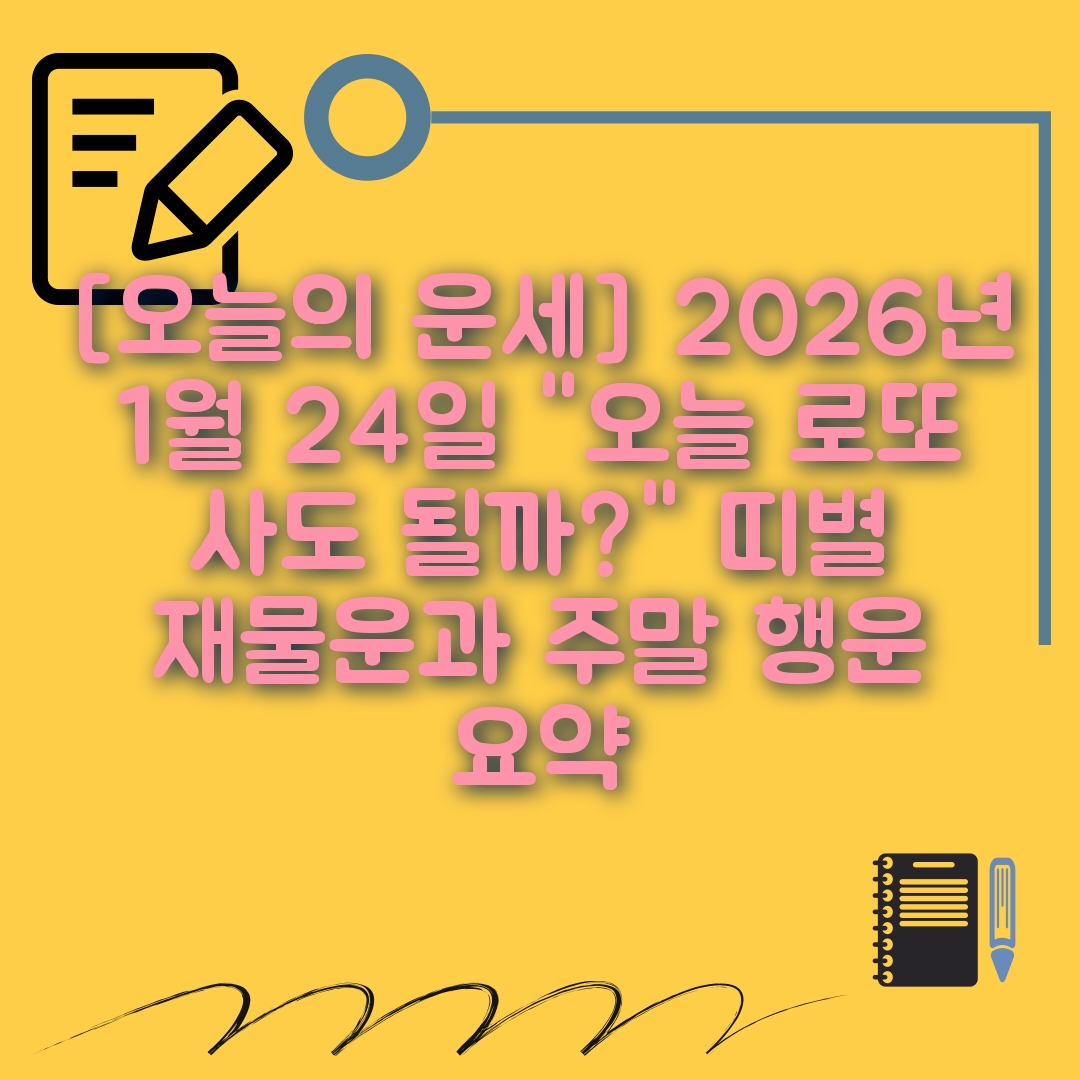 1월24일 오늘의 운세