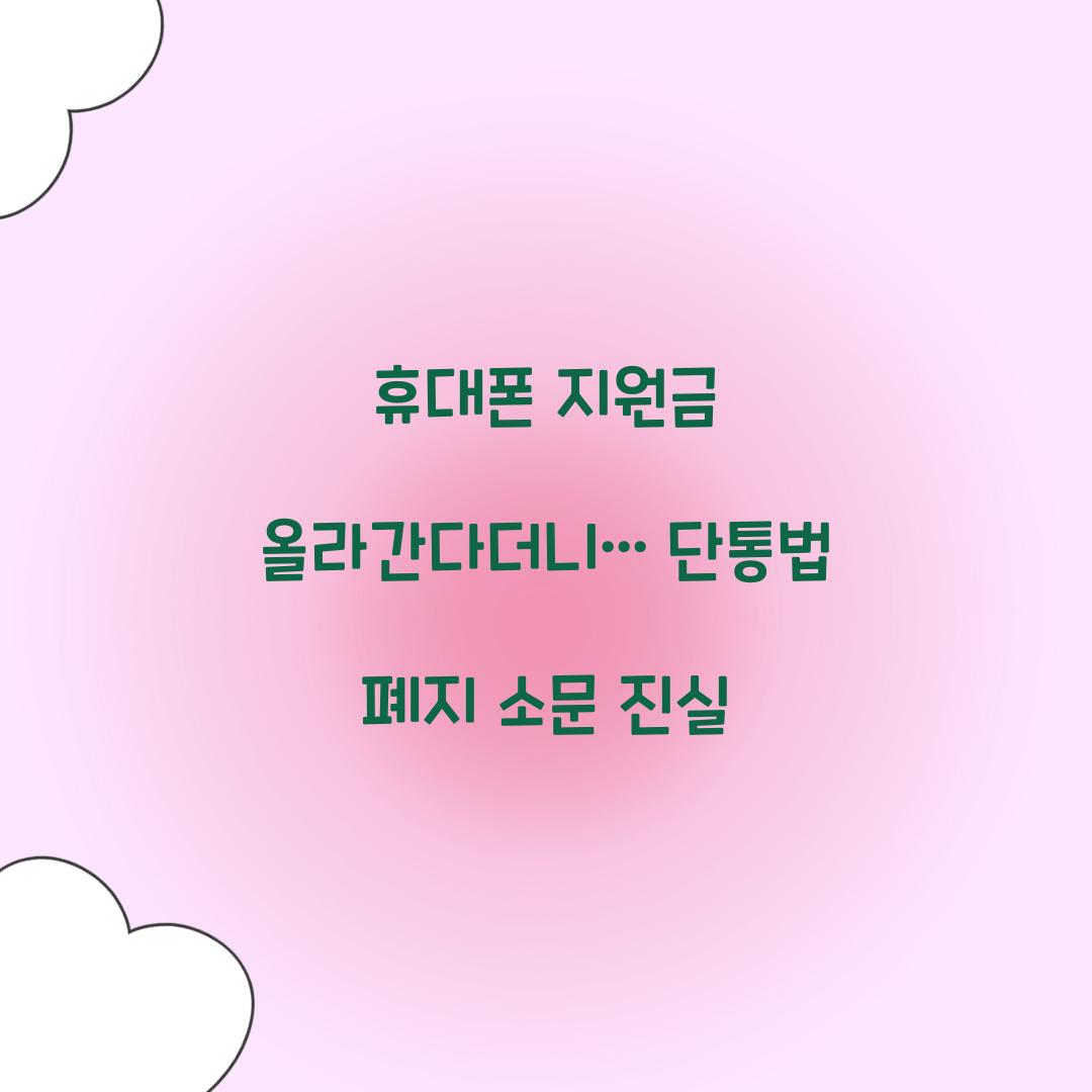 휴대폰 지원금 올라간다더니… 단통법 폐지 소문 진실