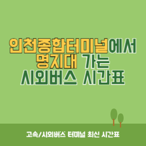 인천종합터미널에서 명지대 가는 시외버스 시간표 최신정보