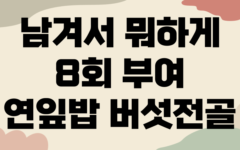 남겨서 뭐하게 부여 수라상 연잎밥 버섯전골