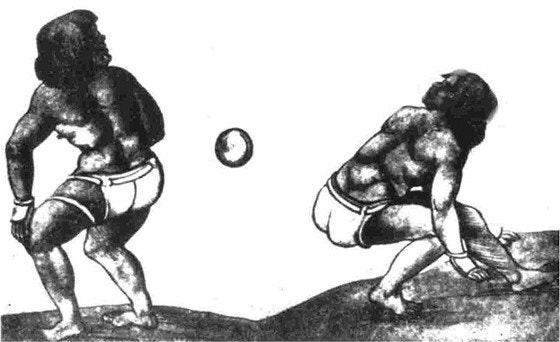 초기 축구를 즐기던 선조들의 사진