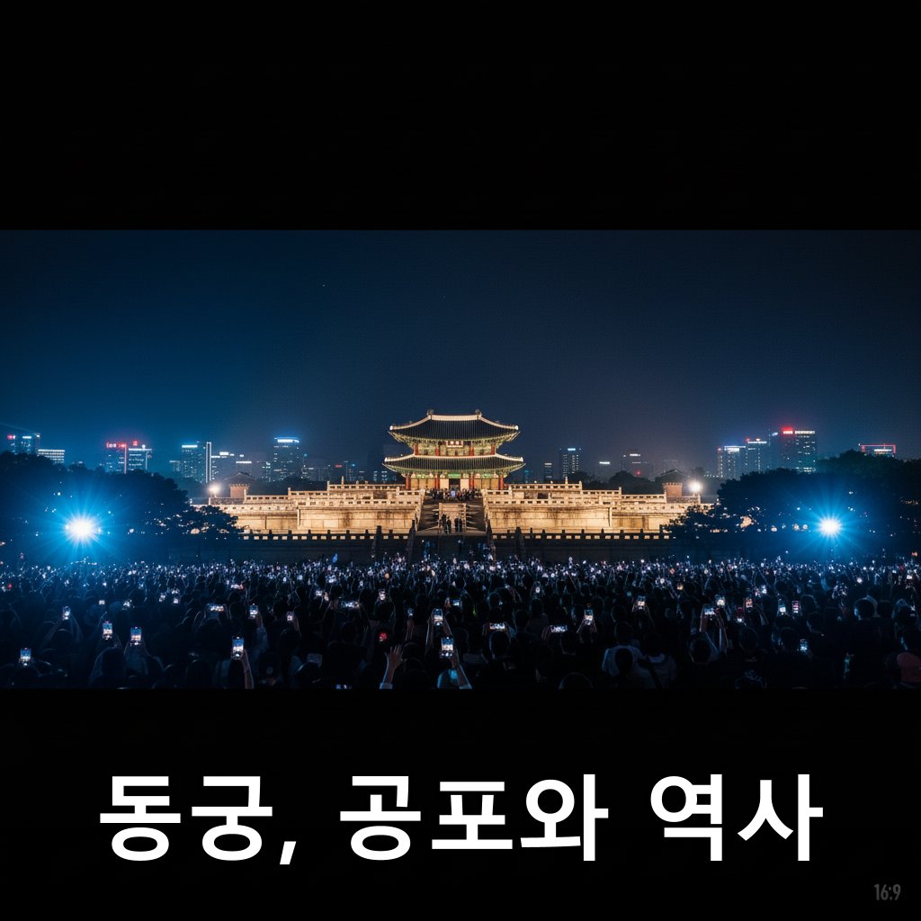 어둠이 짙게 깔린 고궁의 섬뜩한 전경