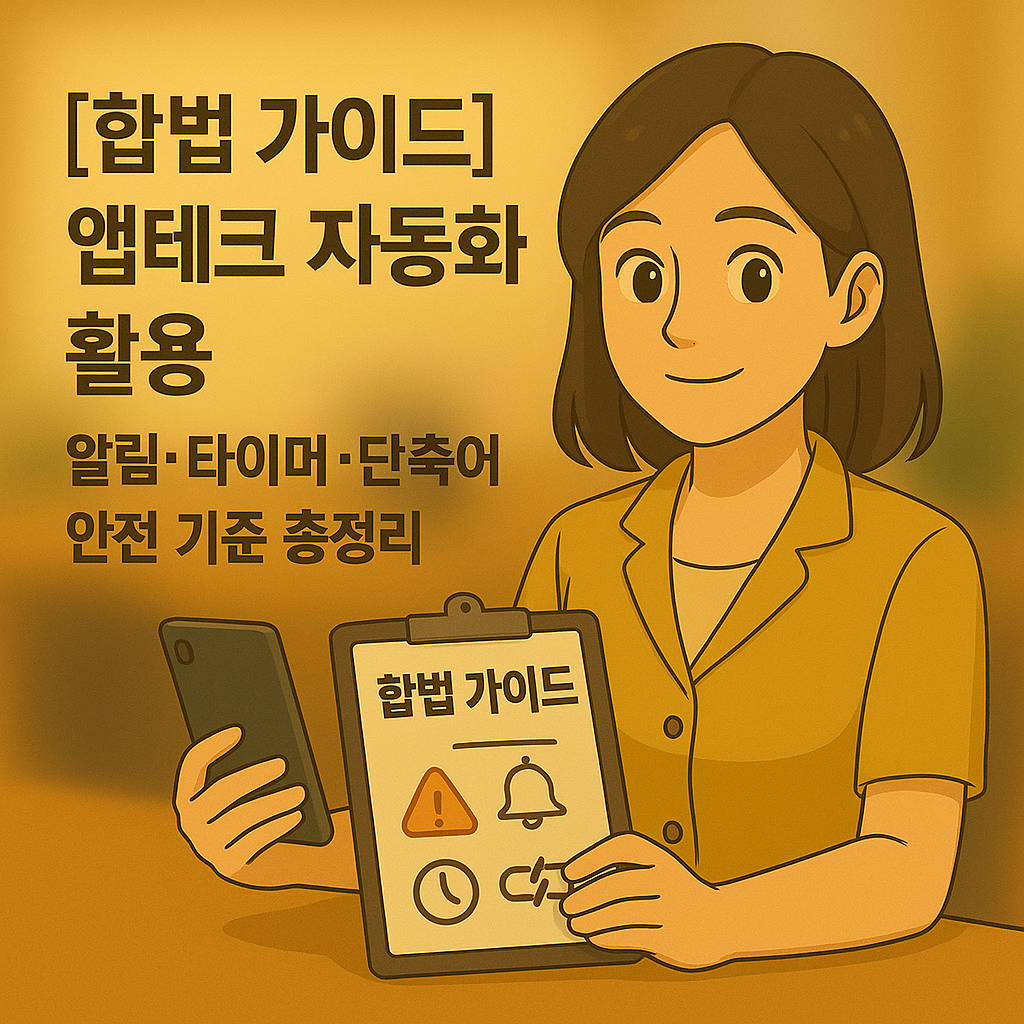 [합법 가이드] 앱테크 자동화 활용 ｜ 알림·타이머·단축어 안전 기준 총정리