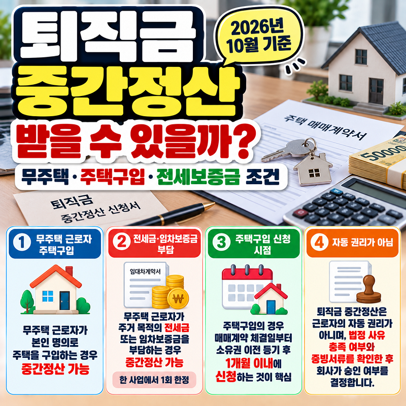 퇴직금 중간정산 무주택자 주택구입 전세보증금 신청조건