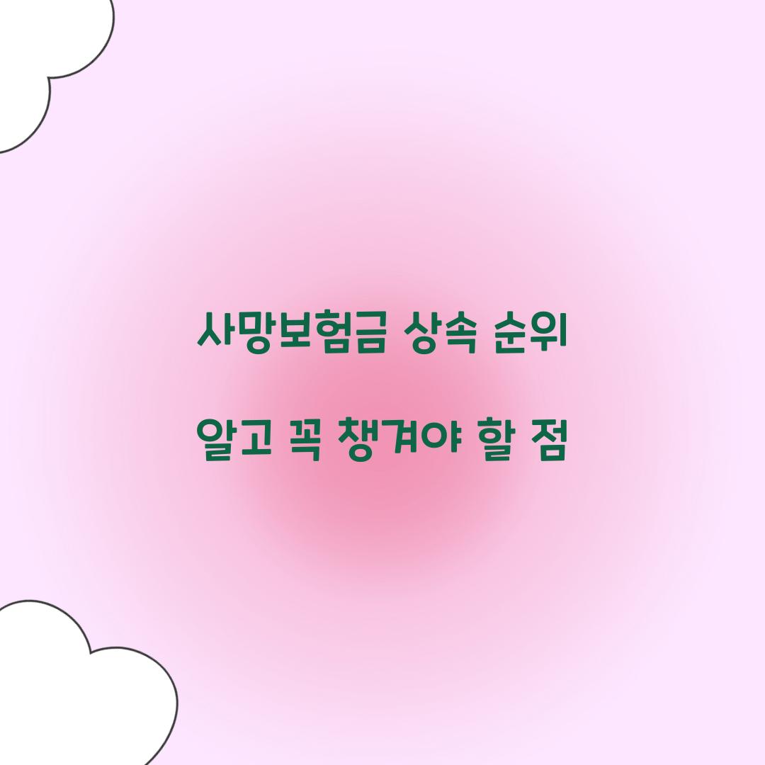 사망보험금 상속 순위