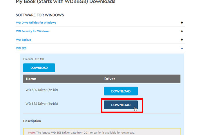 WD SES Driver 다운로드