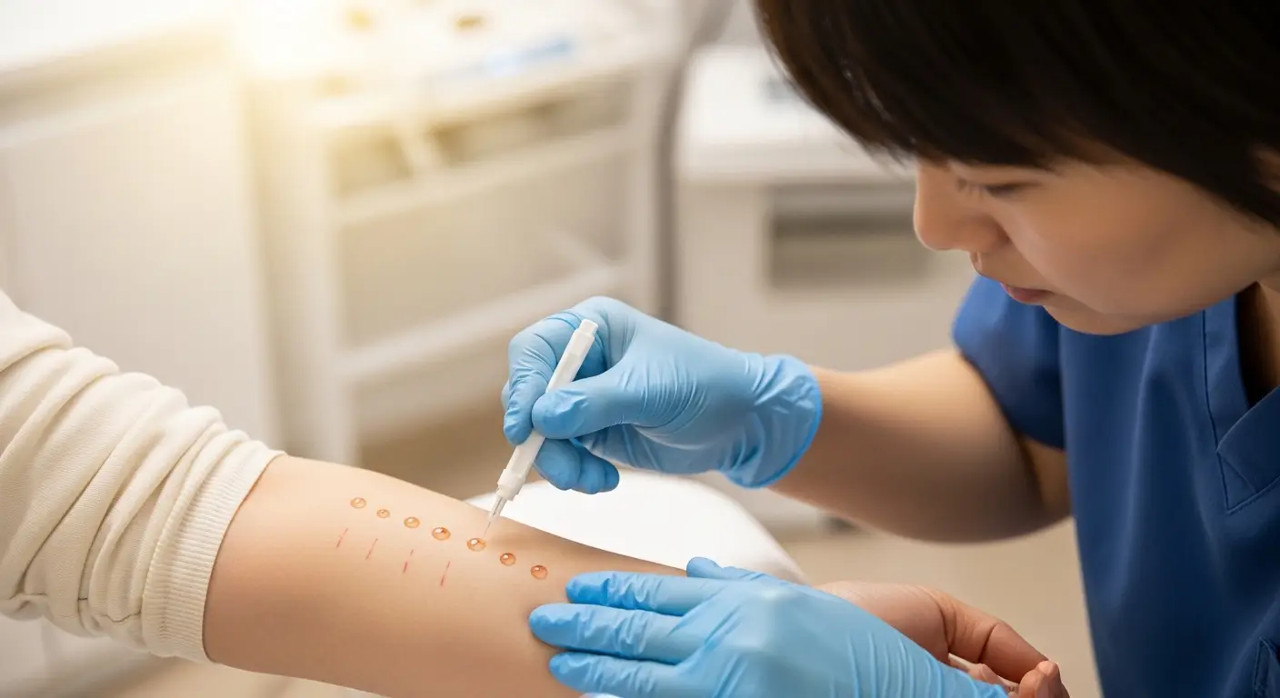 알레르기 검사 피부단자검사 SPT 팔 반응