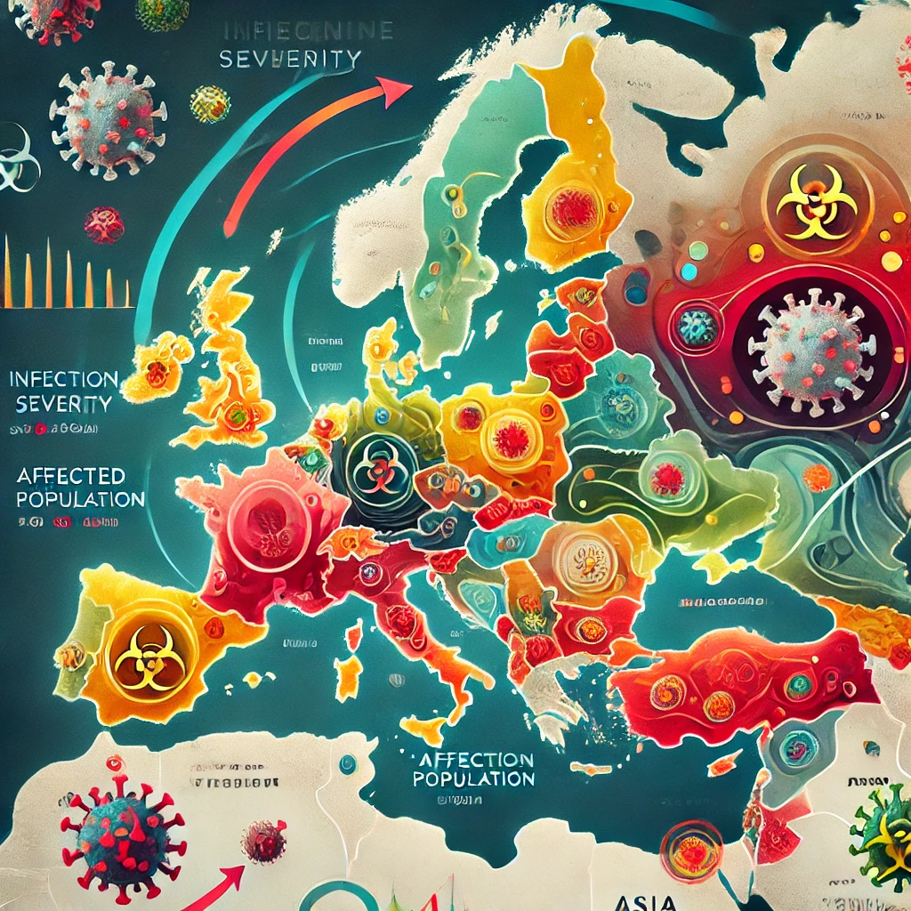 유럽과 아시아 독감 확산 관련 사진