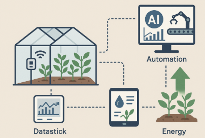스마트팜 운영 효율화 개념을 표현한 인포그래픽
