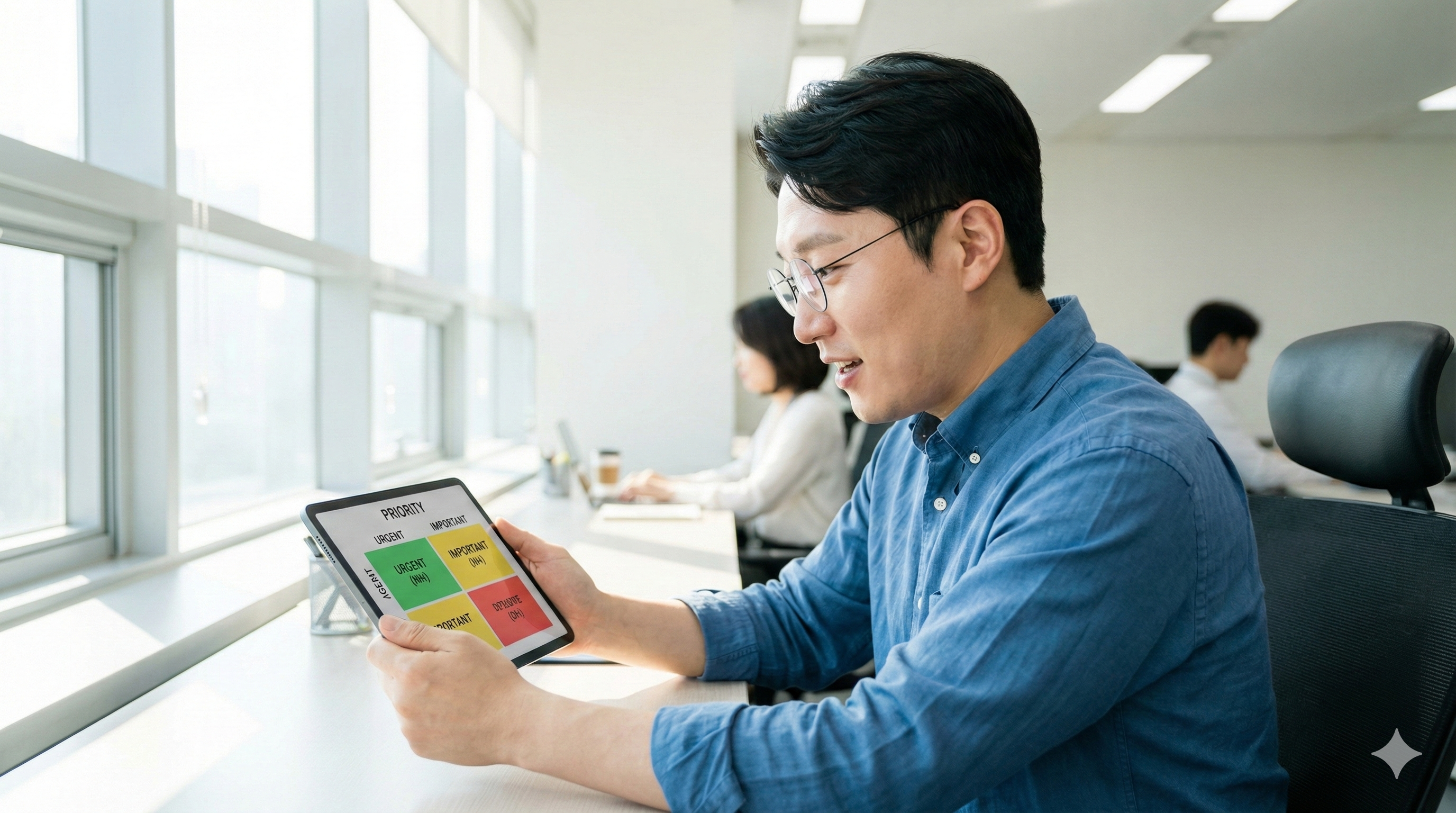 제미나이 3의 도움으로 에너지 기반 우선순위를 설정하며 몰두하는 김 과장