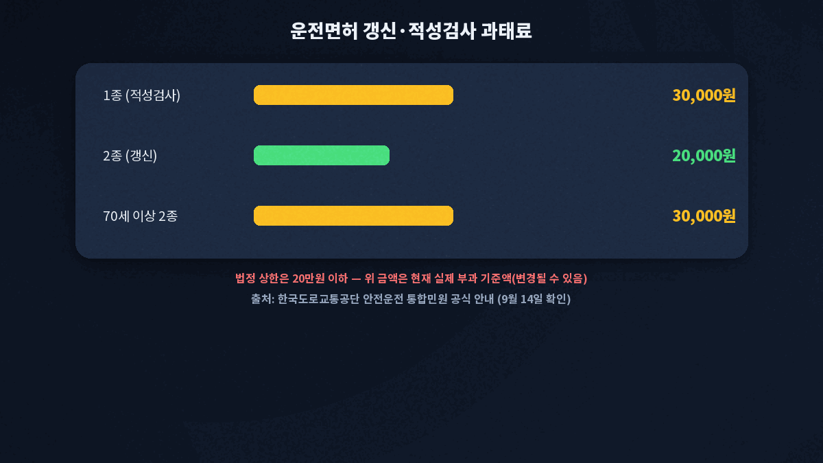 운전면허 갱신 과태료 1종 2종 금액 비교
