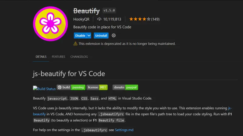 Beautify 확장프로그램