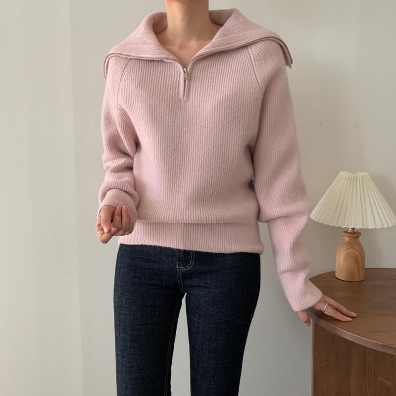 2389 크롭 울 반집업 세일러 카라 니트 하프집업 겨울 봄