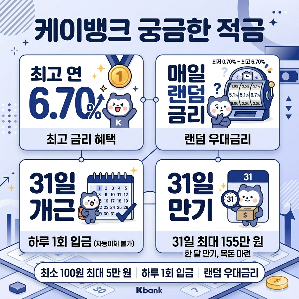 케이뱅크 궁금한 적금｜금리&middot;가입방법&middot;입금방식&middot;주의사항 인포그래픽
