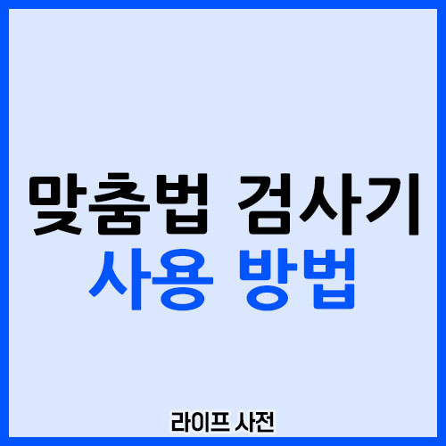 맞춤법 검사기 사용 방법