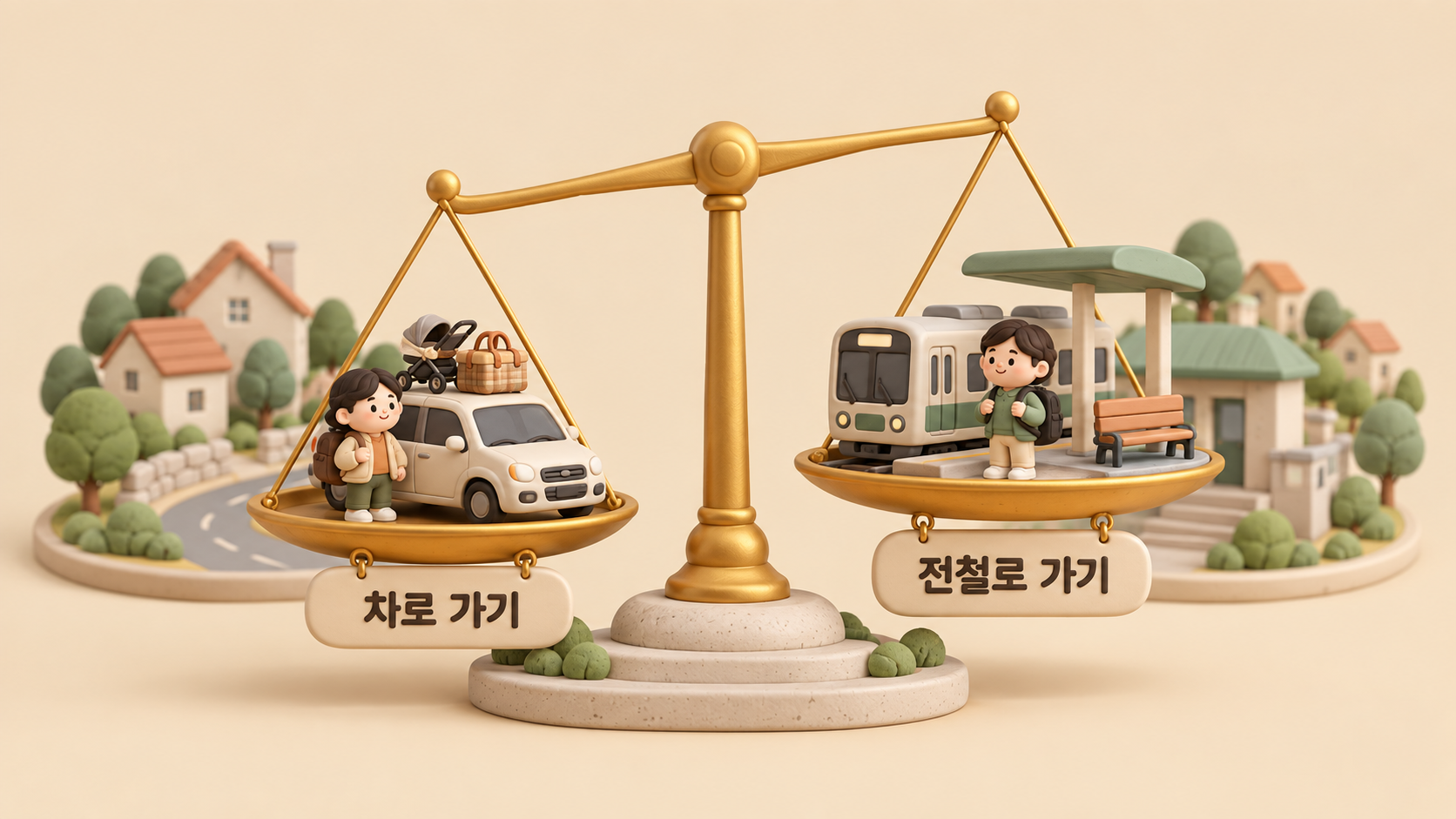 차와 전철 비교 저울