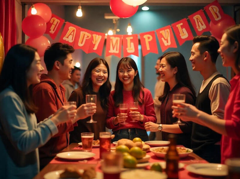 여러 사람이 모여 파티하는 이미지