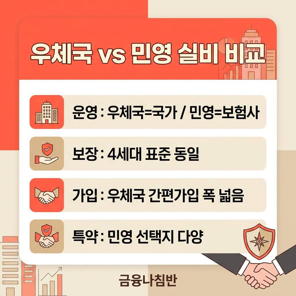 우체국 vs 민영 실비 비교