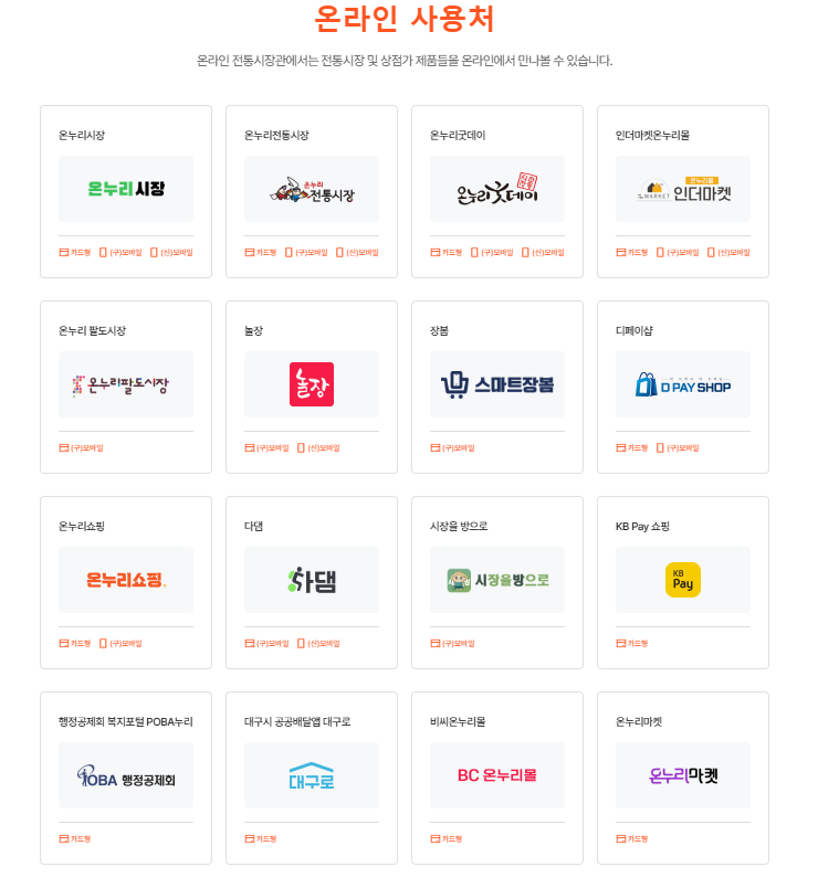 모바일 온누리 상품권 사용처 구매방법 사용방법