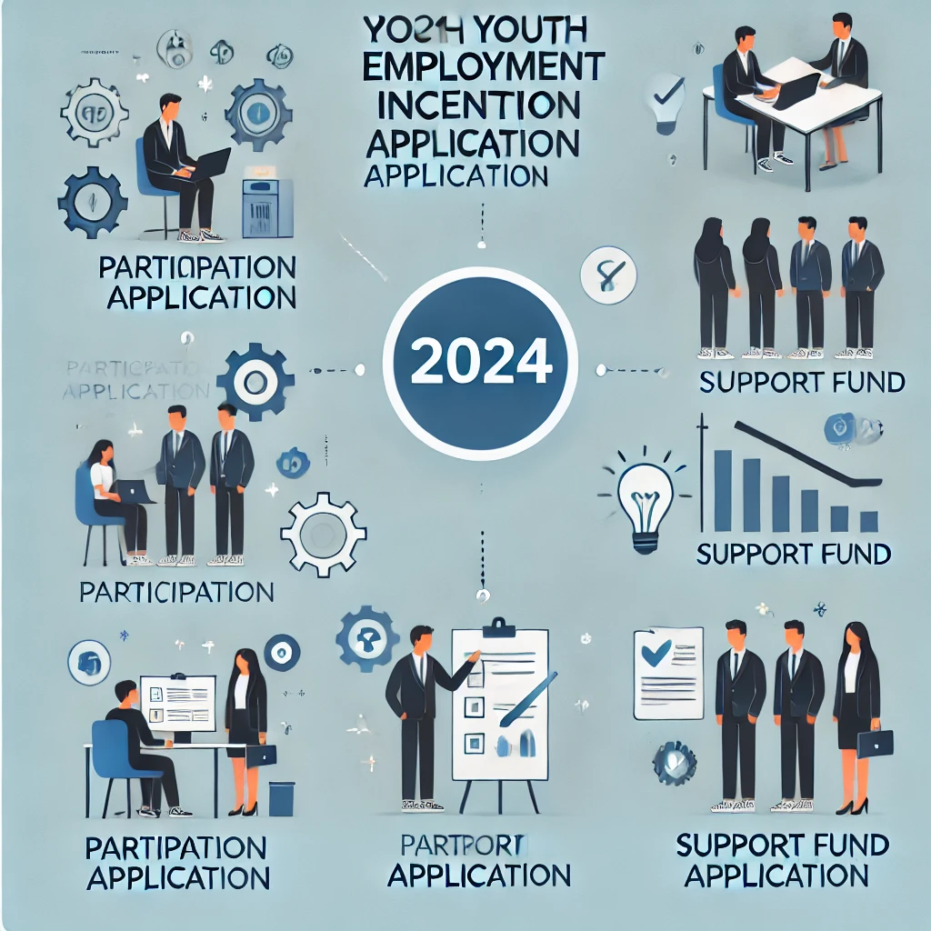 청년 일자리도약 장려금 신청 절차 인포그래픽 - 참여 신청, 지원금 신청 단계 안내