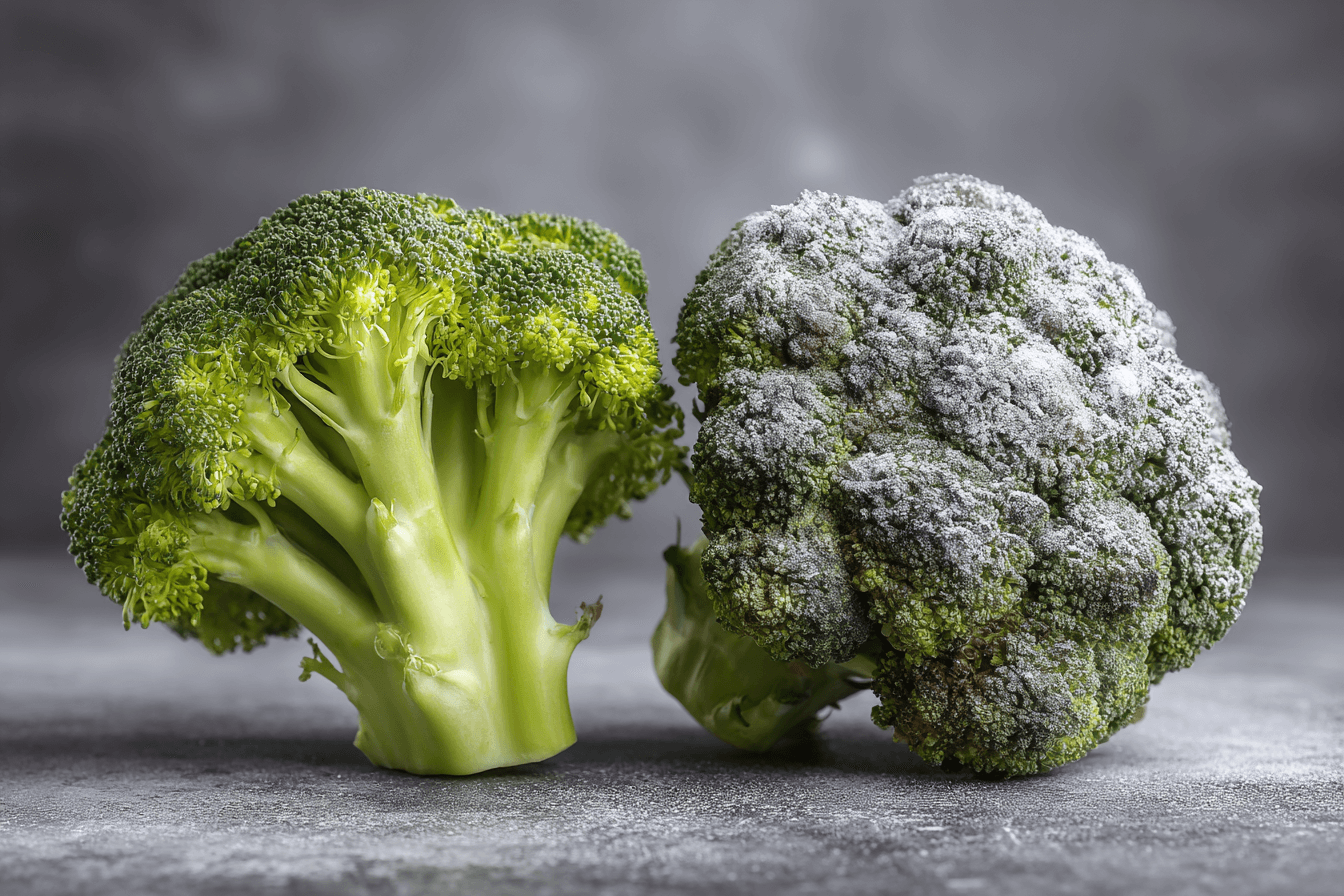 싱싱한-브로콜리와-곰팡이핀-브로콜리-비교-사진