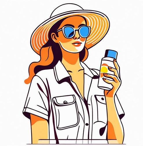 자외선 차단제를 바르고 있는 여성