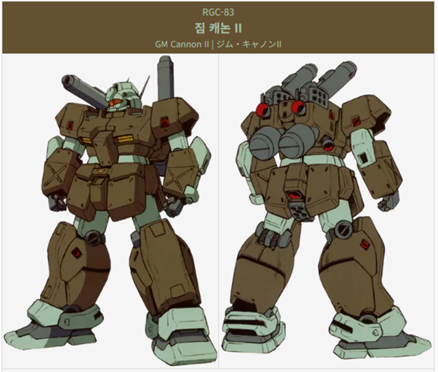 기동전사 제타건담에 등장하는 주요 기체중 하나인 짐캐논2 이미지입니다.