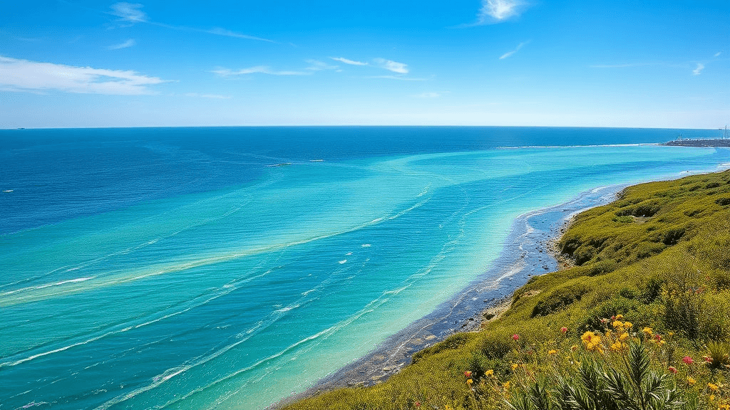 넓은 강이 바다로 이어지는 풍경