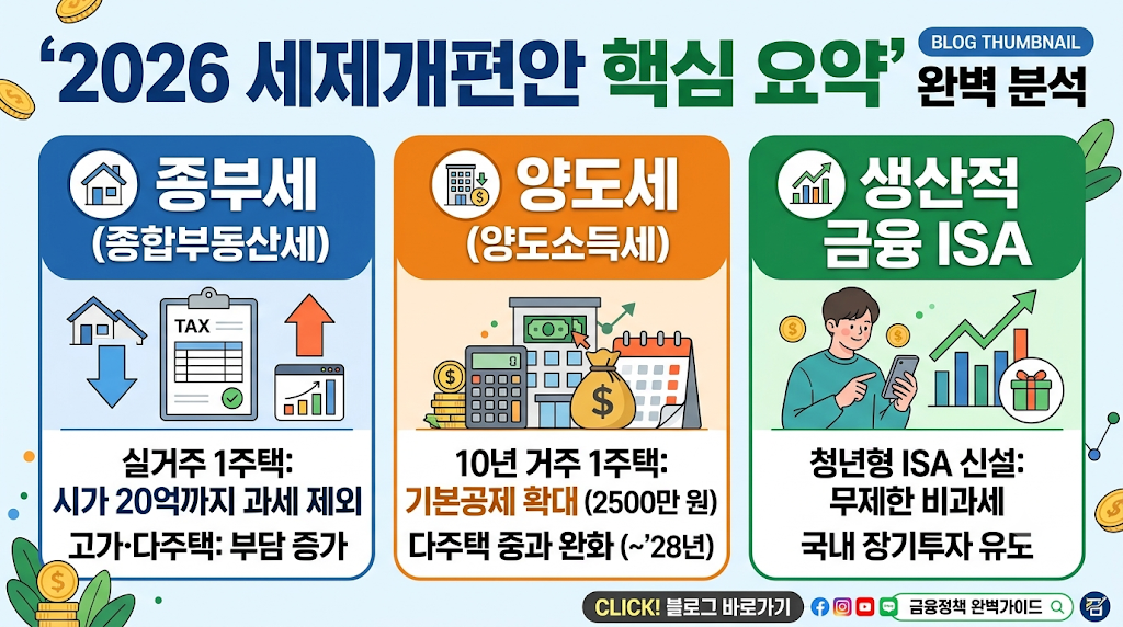 2026 세제개편안 핵심 요약: 종부세&middot;양도세 개편부터 생산적 금융 ISA까지 완벽 분석