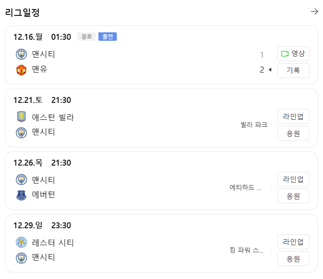 엘링 홀란드 리그 일정