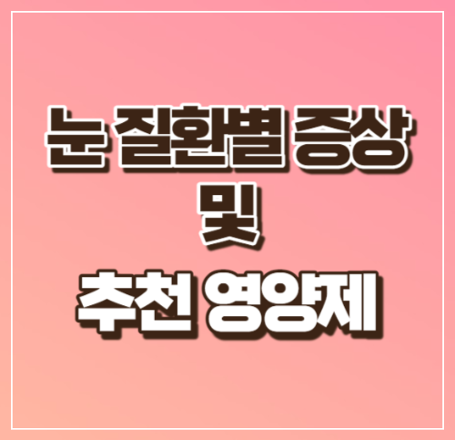 눈 질환별 증상 및 추천 영양제