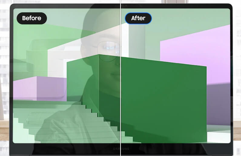 화면 보정 전과 보정 후 비교