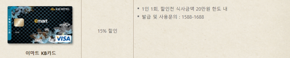 빕스 통신사, 제휴카드 할인