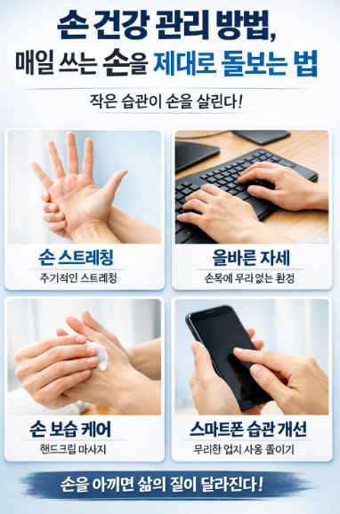 손건강에 좋은 스트레칭 하는 모습