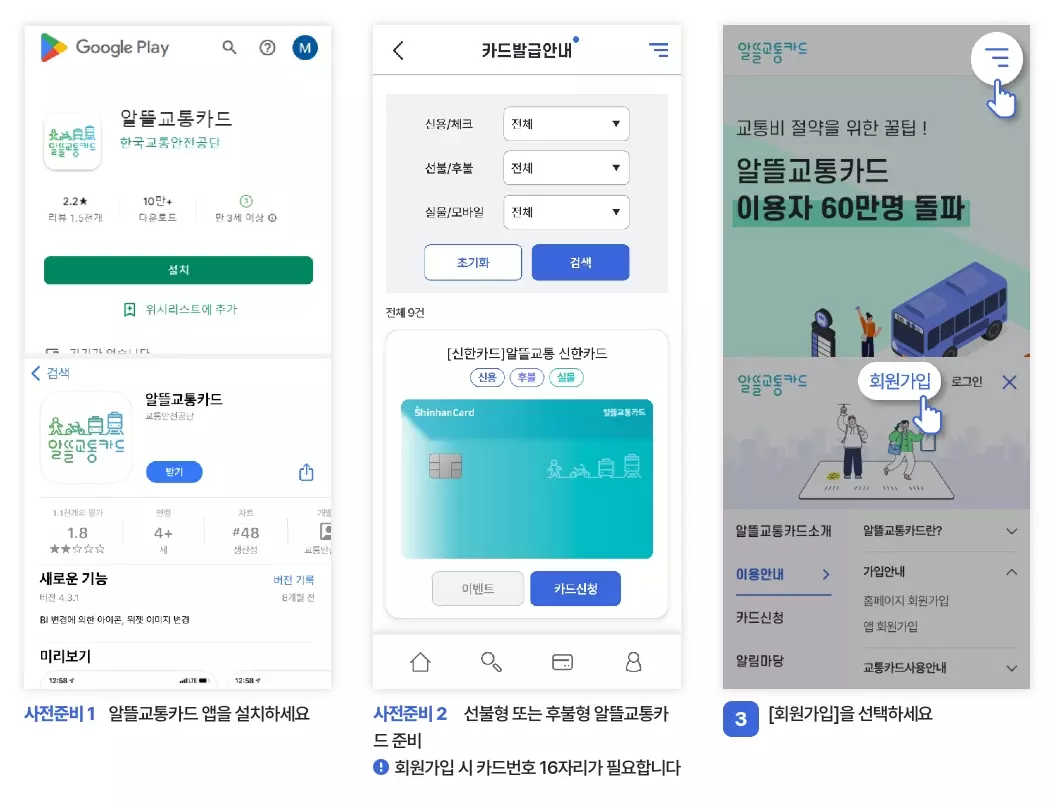 알뜰교통카드+앱+가입절차1