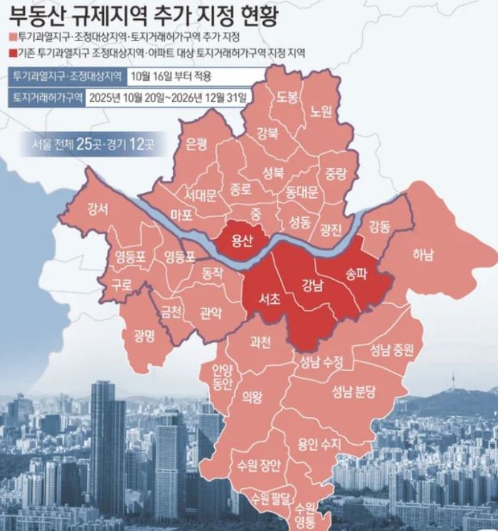 부동산 규제지역 현황 및 해제지역